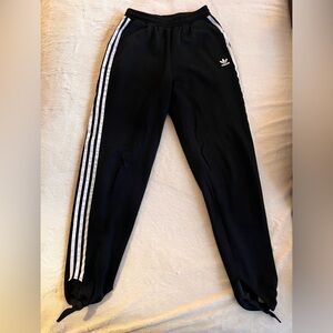 Adidas Women’s Black Joggers with White Stripes